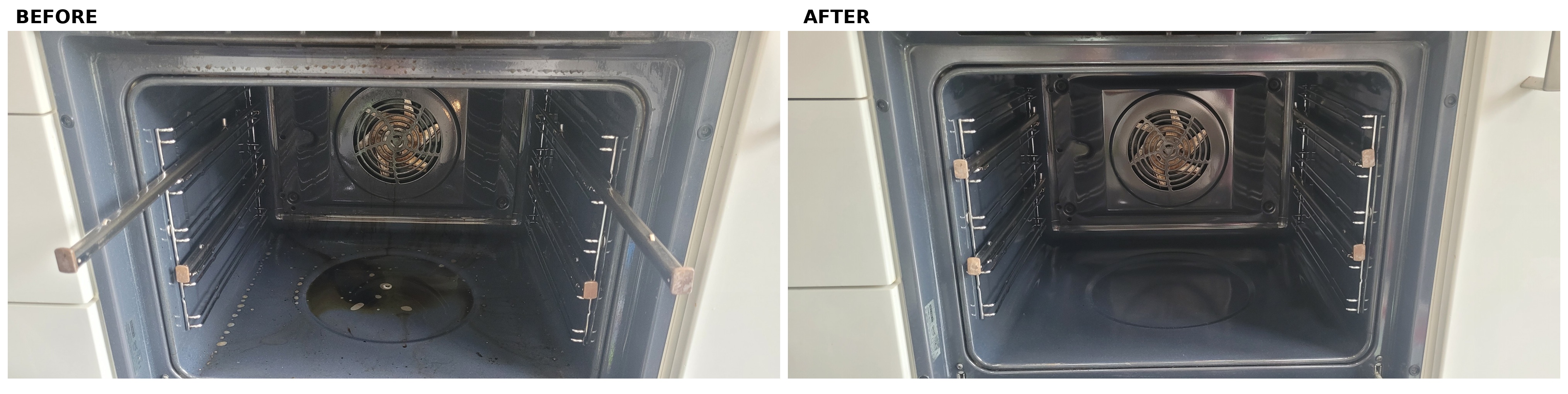 Oven cleaning before and after